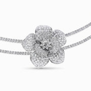 Diamond Flower Necklace in 18K White Gold